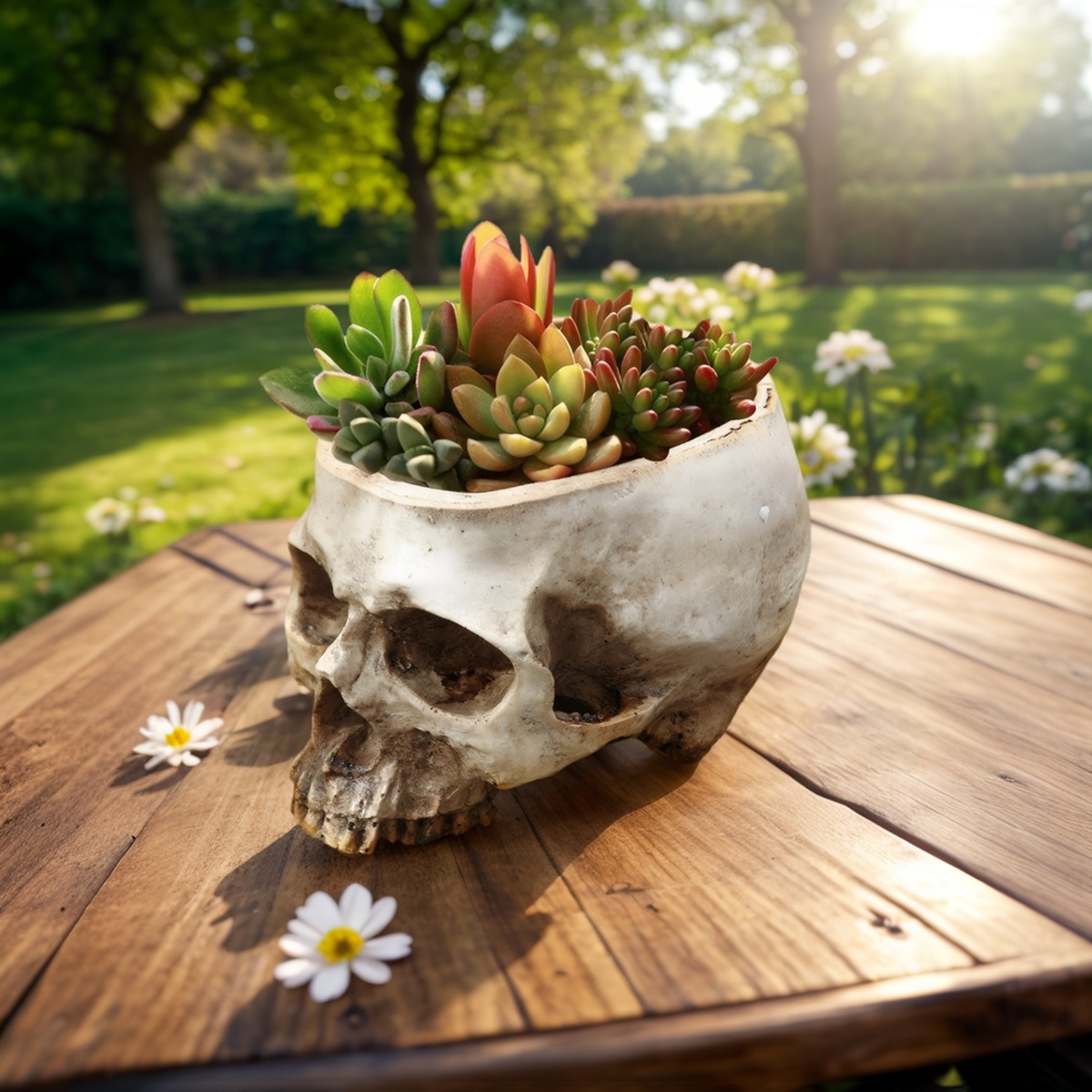 Snake Plant Ceramic - 1 Stück, Kreativer Totenkopf-Blumentopf, Antiker Dekorativer