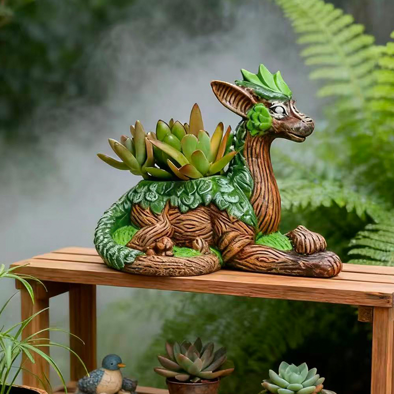 Snake Plant Ceramic - Kreativer Drachenbaum-Blumentopf, Sukkulenten-Pflanzgefäß, Gartenfigur aus Kunstharz,