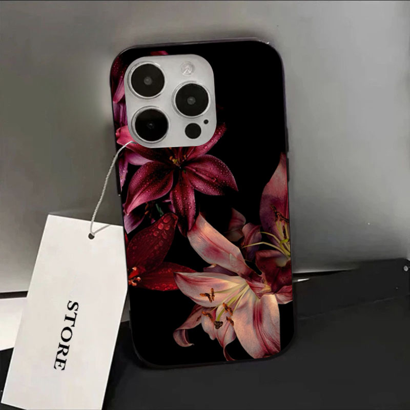 Plants X - Elegante rote Lilienblüten-Handyhülle für iPhone 16E