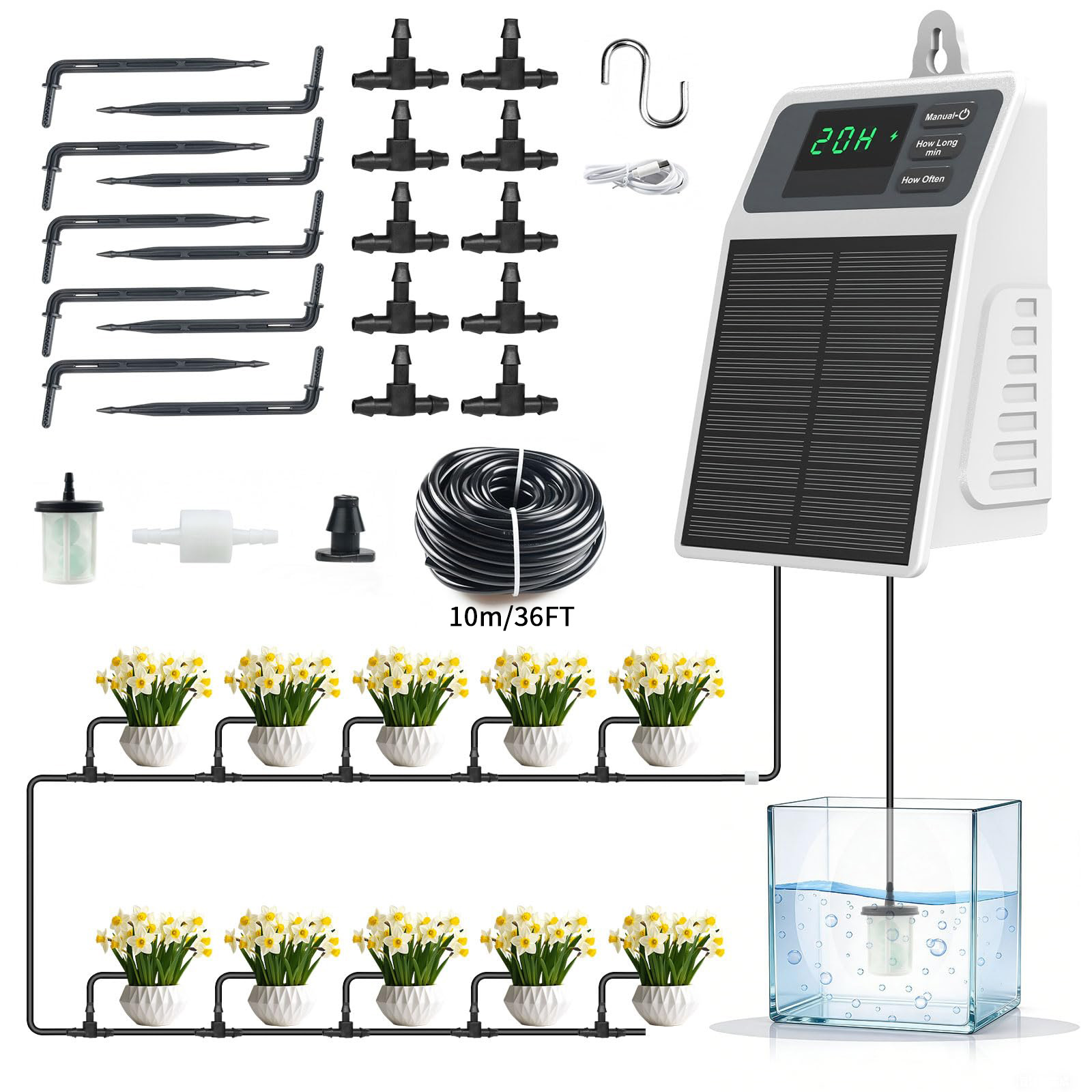 Plant Parent Kit - Verbessertes Solarbetriebenes Tropfbewässerungssystem Automatische Pflanzenbewässerung für