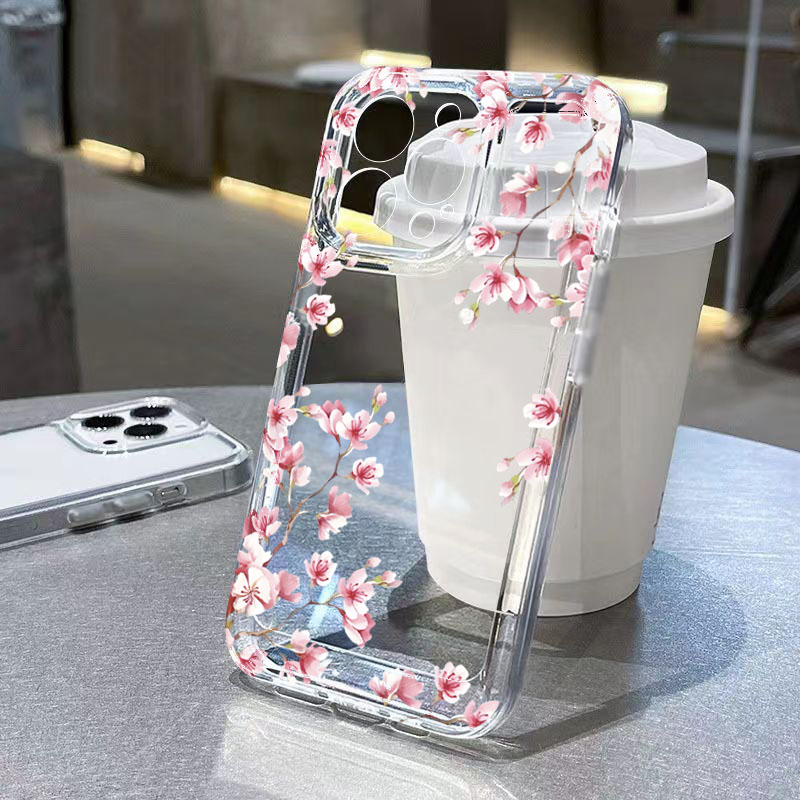 Plants X - Transparente Handyhülle mit rosa Blumen-Design für
